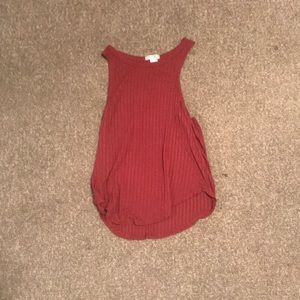 Red striped tank top.